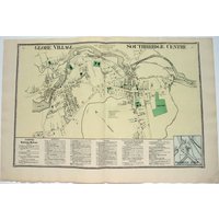 Southbridge | Massachusetts. Große 1870 Street Map Von Fw Beers. Hand Gefärbt. Antike Original-Karte. Sandersdale von BooksMapsandStuff