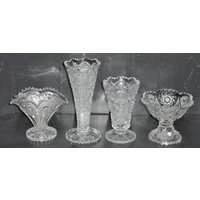 4 Hobstar Windrad Stern Muster Bud Vasen - 3 Signiert Imperial von BooksShop