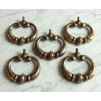 5 Stück Vintage Möbelgriffe Messing P178 Möbelknäufe von BooksShop