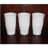 Seltene Set Von 3 Stern & Blatt Muster Weiße Milch Glas Eistee Becher von BooksShop