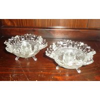Vintage Korb Weben Latice Rim Klar Glas Kerze Halter Set Vintage Korb Weben Latice Rim Klar Glas Kerze Halter Set von BooksShop