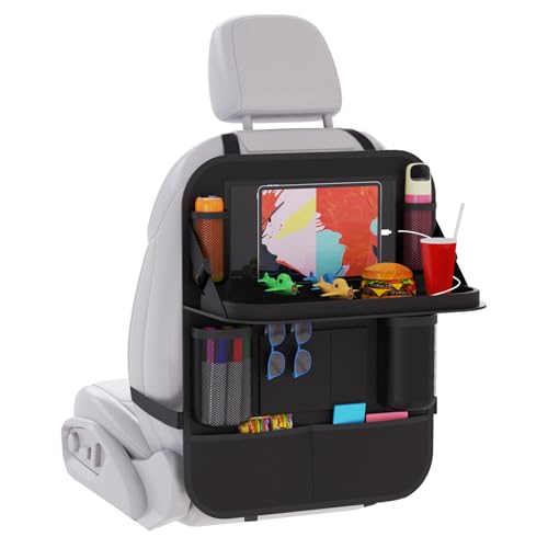 Boolico 1 Stück Rückenlehnenschutz, Autositz Organizer Kinder mit Klapptisch, Oxford Tuch verhindern Kick Auto Rücksitz Veranstalter, Auto Reisezubehör Tablet Tasche und 10 Taschen von Boolico