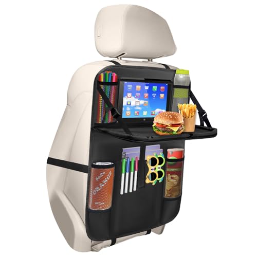 Boolico Auto Rückenlehnenschutz,Große Kapazität Organizer Kinder mit Faltbar Tisch und Tablet Aufbewahrung,600D Oxford Stoff Kick Matten Schutz für Autositz zurück 1Pcs von Boolico