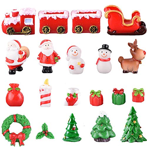 20 Stück Mini Weihnachten Figuren Weihnachten Miniatur Ornamente Kits Klein Weihnachtsmann Schneemann Rentier Weihnachtsbaum Weihnachten Deko für Garten Puppenhaus Schneekugeln Tischdeko Landschaft von BoomTeck