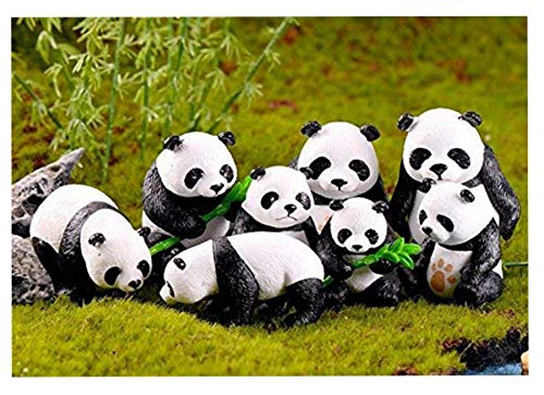 8 Stück Mini Panda Figuren Miniatur Garten Figuren Niedliche Panda Figuren Set Tierfiguren Ornamente Panda Dekoration für Garten Bonsai Puppenhaus Kuchen Tortenaufleger Tisch Landschaft Schneekugeln von BoomTeck