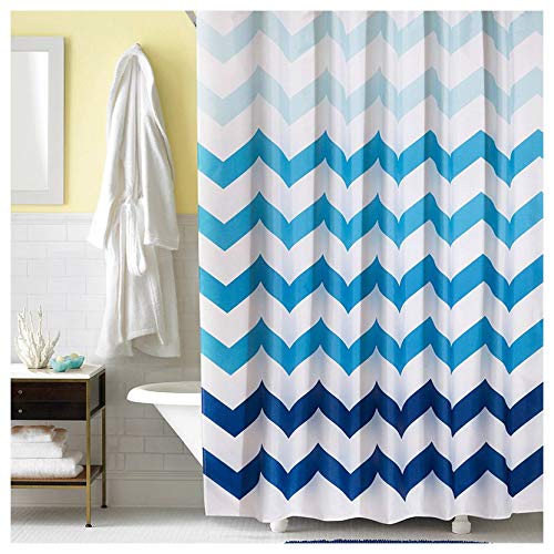Duschvorhang Blau 180x200 cm Polyester Stoff Schimmelresistent Wasserdicht Maschinenwaschbar Lang Badezimmer Badewanne Vorhänge mit 12 Duschvorhangringe Plastik, Wellen-Streifen Geometrisch Muster Duschvorhang Blau 180x200 cm Polyester Stoff Schimmelresistent Wasserdicht Maschinenwaschbar Lang Badezimmer Badewanne Vorhänge mit 12 Duschvorhangringe Plastik, Wellen-Streifen Geometrisch Muster von BoomTeck