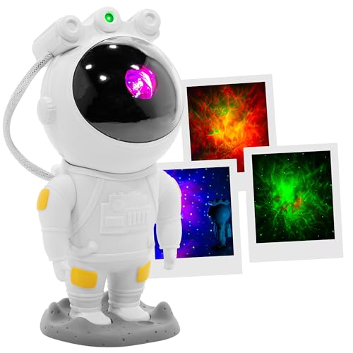 Boomtone DJ Star Man Nachtlicht Astronaut LED RGB Nebel Effekt & Sternenhimmel Wiederaufladbare Batterie Fernbedienung 45/90 min Timer USB-C von BoomToneDJ