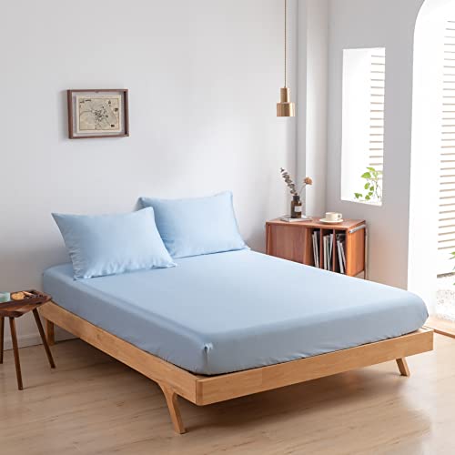 Spannbetttuch aus 100% Bio-Bambus passend für Matratzen bis 35 cm - 100% Weich - Hotelgefühl - (Himmelblau, 200x220) von Boomba Bamboo