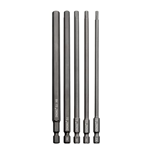 Sechskant-Bit-Set, 150 mm lang, metrisch, H3-H8, Schnellwechsel-Schaft, magnetisch, Profi-Schraubendreher-Bit-Set, perfekt für Produktion, Werkstatt, 5 Stück von Boomgood