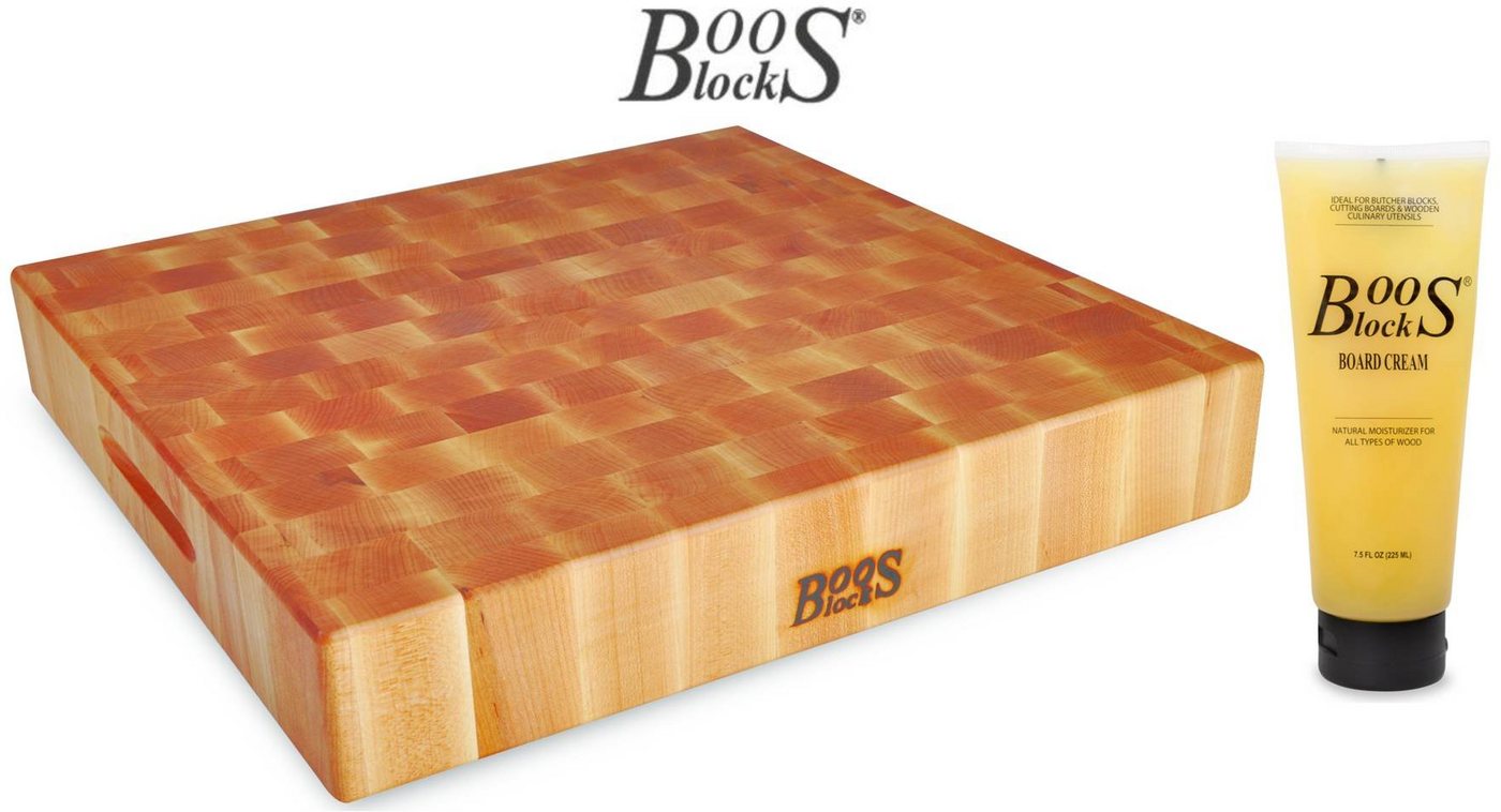 Boos Blocks Schneidebrett BOOS Blocks PREP Schneidebrett Ahorn 38x38x7,5 cm + Pflegecreme #BB26 von Boos Blocks