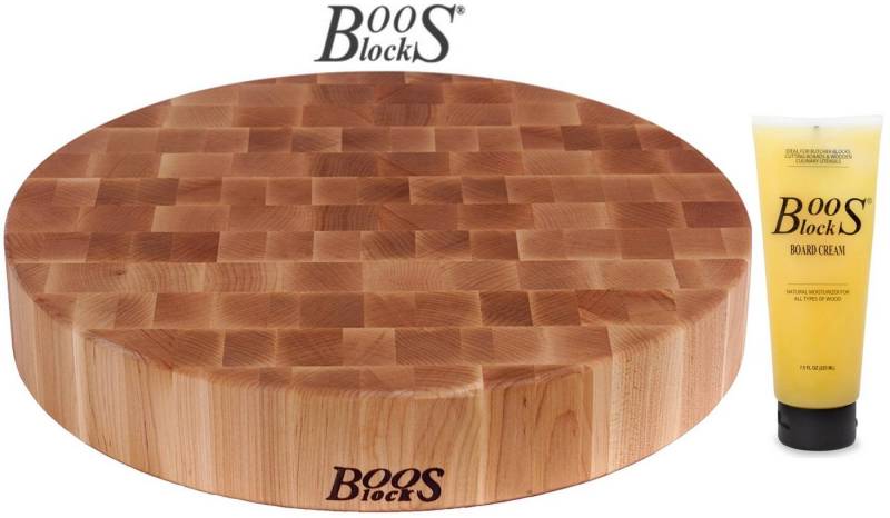 Boos Blocks Schneidebrett BOOS Blocks PREP Schneidebrett Ahorn Ø 46 x 7,5 cm + Pflegecreme #BB28 von Boos Blocks