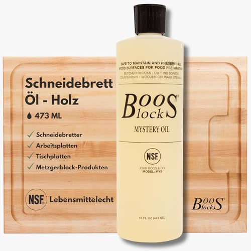 Boos Block Mystery Oil - 473 ML – Holzöl Lebensmittelecht - Schneidebrett Öl Lebensmittelecht - Mineralöl – Arbeitsplattenöl - Holztisch Öl - Holzpflege - Öl Arbeitsplatte Küche von Boos Block