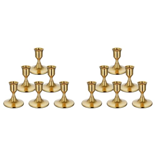 Booso 12 Stück Konische Kerzenhalter Aus Messing und Gold, Kerzenständer Aus Metall im Vintage-Stil für Den Esstisch oder Den Kaminsims von Booso