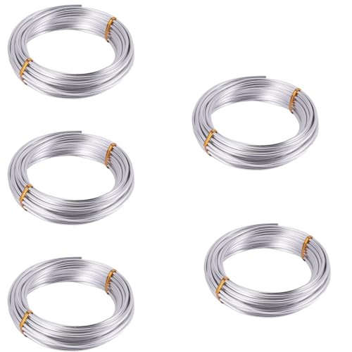 Booso 5Stück 3Mm Aluminiumdraht 10M Craft Silberdraht für die Schmuckherstellung Tonmodellierung Bonsai und Modell von Booso