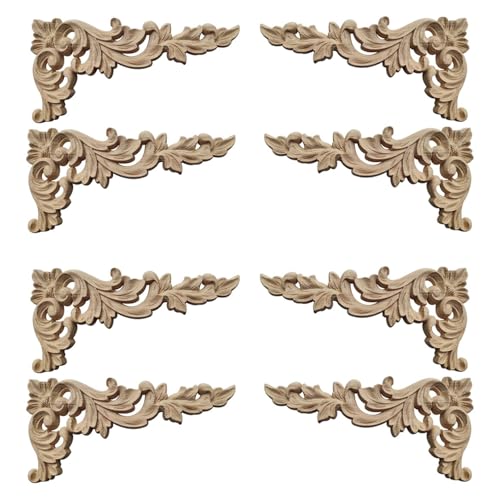 Booso 8 Teile Geschnitzte Ecke Onlay Applique Unlackiert Rahmen Schrank Schrank Aufkleber für Haus WohnmöBel Dekoration B von Booso
