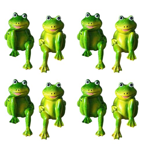 Booso 8 Teile Nette Harz Sitzen FröSche Statue Aussen Garden Store Dekorative Skulptur für Haus Schreibtisch Garten Ornament S2 von Booso