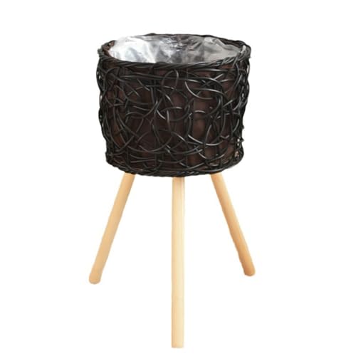Booso Balkon Bodenstehende Pflanzenkörbe Geflochtene Blumentöpfe Wohnzimmer Dekorative Blumenständer Innenlagerregale, 25cm von Booso