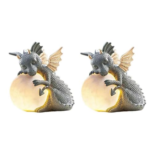 Booso Entzückende Drachenbaby-Statue - Große Dinosaurierfigur Aus Kunstharz, Dekorative Gartenskulptur von Booso
