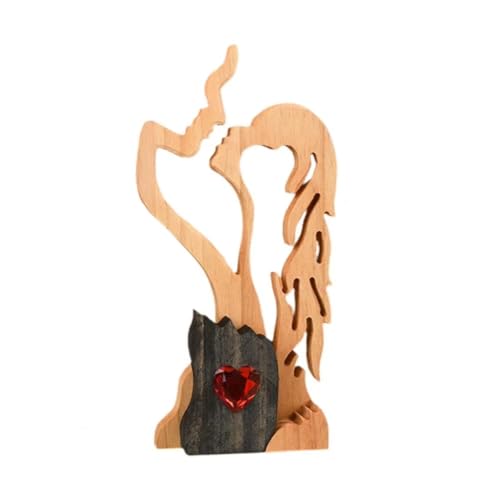 Booso Holzornament, Holzstatue Eines Paars für die Inneneinrichtung, Abstrakte Figur Eines Küssenden Paares, Ewige Liebe, Skulptur zum Valentinstag von Booso