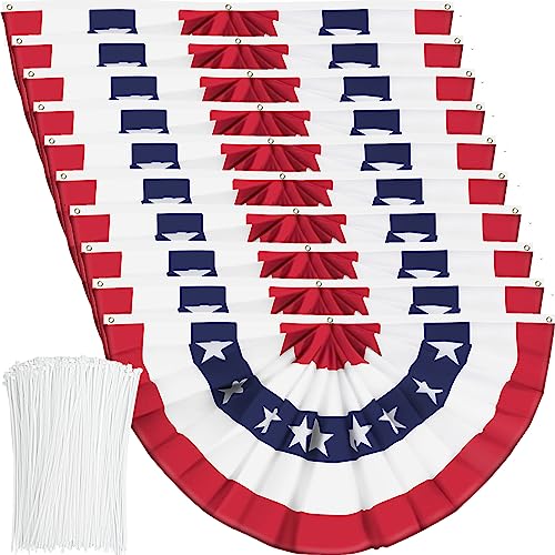 10 Stück USA-Falten-Fahne amerikanische US-Wimpelkette patriotische halbe Fan Banner Flagge mit Leinwand Header und Messingösen für den 4. Juli Gedenktag, Innen- Außenbereich, Dekoration (3 x 3 Fuß) 10 Stück USA-Falten-Fahne amerikanische US-Wimpelkette patriotische halbe Fan Banner Flagge mit Leinwand Header und Messingösen für den 4. Juli Gedenktag, Innen- Außenbereich, Dekoration (3 x 3 Fuß) von Booson