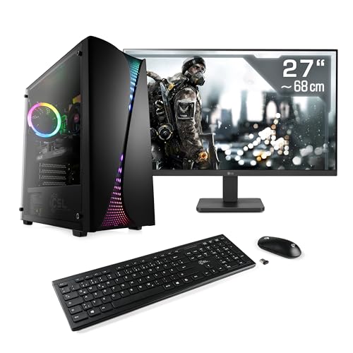 Gaming PC mit Windows 11 Home, AMD Ryzen 5 5600GT 6X 3600 MHz, 1000 GB M.2 SSD, 16 GB DDR4-RAM, AMD Radeon Graphics, ASUS Mainbaord, USB 3.2, 27 Zoll Full-HD, Tastatur/Maus-Set, M11260H von Boost Boxx