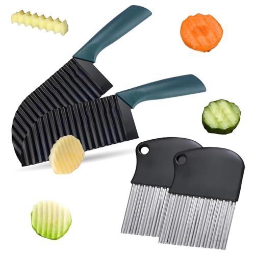 Bootoow Wellenschneider Für Pommes, 4 Stück Wellenschneider Gemüse Wellenschnittmesser Aus Edelstahl Riffelmesser Wellenmesser Buntschneidemesser Kartoffel Gemüsehobel Mehrzweck Gemüseschneider Bootoow Wellenschneider Für Pommes, 4 Stück Wellenschneider Gemüse Wellenschnittmesser Aus Edelstahl Riffelmesser Wellenmesser Buntschneidemesser Kartoffel Gemüsehobel Mehrzweck Gemüseschneider von Bootoow