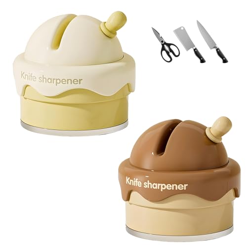 Messerschärfer Manueller, Bootoow 2 Stück Manuelle Messerschärfer,Knife Sharpener Messer Schleifen Messer Schärfer Messer Schleifer Mit Saugplatte Eiscreme Aussehen Messerschärfer Manueller von Bootoow
