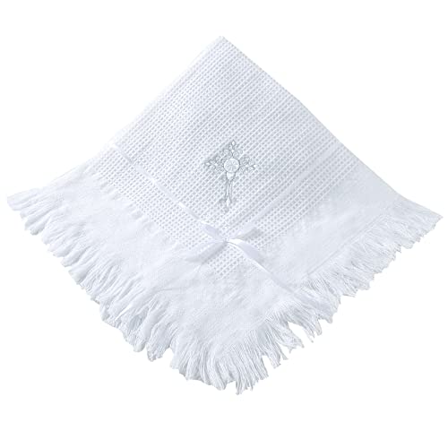 Booulfi Baby Decke Bestickt Taufe Kuscheldecke Baby Personalisierte Babydecke Kuscheldecke Weiß Kinderwagen Decke Neugeborenen,Gastgeschenk Taufe 120x120cm von Booulfi