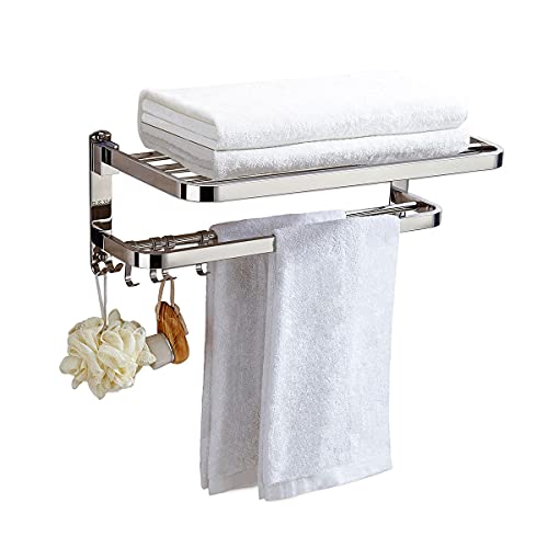 Booxihome Handtuchhalter, Edelstahl Handtuchhalter mit Doppel-Handtuchablage für Badezimmer, Wandmontage, Duschregal, Organizer, 40 cm von Booxihome