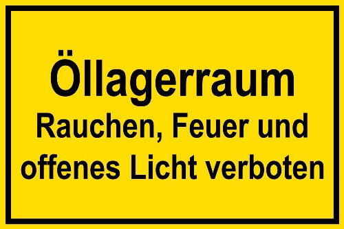 Warnschild aus Kunststoff - Öllagerraum Offenes Feuer und Licht verboten - 30 X 20 cm Warnschild aus Kunststoff - Öllagerraum Offenes Feuer und Licht verboten - 30 X 20 cm von Boppon