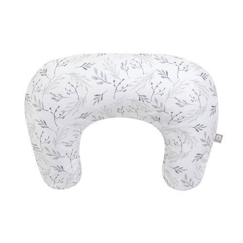 Boppy Stillkissen - Graue sanfte Blätter - größeres, festeres, stützendes Kissen zum Stillen & Flaschenfüttern - Festere Füllung, höhere Hebung, größere Fläche als das Original-Stillkissen von Boppy