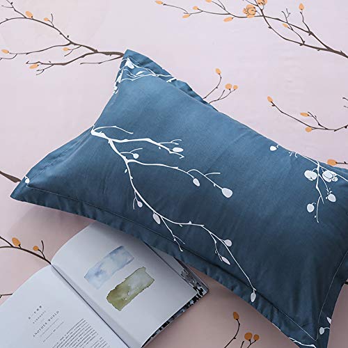 Boqingzhu 2er Pack Kissenbezug 40x80cm Blumen Blau Rosa Hochwertig Wende Kopfkissenbezug 100% Microfaser von Boqingzhu