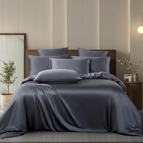 Boqingzhu Bambus Bettwäsche 155×220cm Anthrazit Grau Uni Einfarbig Einzelbett Luxus Lyocell Seide Bettwäsche Set Bettbezug mit Reißverschluss und 2 Kissenbezüge 80x80cm Boqingzhu Bambus Bettwäsche 155×220cm Anthrazit Grau Uni Einfarbig Einzelbett Luxus Lyocell Seide Bettwäsche Set Bettbezug mit Reißverschluss und 2 Kissenbezüge 80x80cm von Boqingzhu