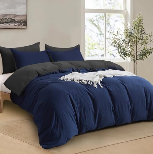 Boqingzhu Baumwolle Bettwäsche 200x200cm Blau Dunkelblau Grau Doppelbett Weich Renforce Wende Baumwollbettwäsche Bettbezug 200x200cm und 2 Kissenbezüge 80x80cm mit Reißverschluss Boqingzhu Baumwolle Bettwäsche 200x200cm Blau Dunkelblau Grau Doppelbett Weich Renforce Wende Baumwollbettwäsche Bettbezug 200x200cm und 2 Kissenbezüge 80x80cm mit Reißverschluss von Boqingzhu
