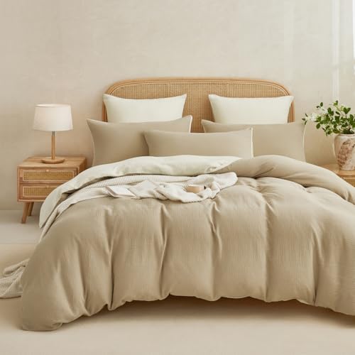 Boqingzhu Bettwäsche 135x200cm Beige Weiß Bio Baumwolle Muslin Boho Kuschelig Weich Kühlende Sommer Wende Bettwaren & Bettwäsche Set Braun Khaki Taupe Creme Bettbezug mit Reißverschluss Boqingzhu Bettwäsche 135x200cm Beige Weiß Bio Baumwolle Muslin Boho Kuschelig Weich Kühlende Sommer Wende Bettwaren & Bettwäsche Set Braun Khaki Taupe Creme Bettbezug mit Reißverschluss von Boqingzhu