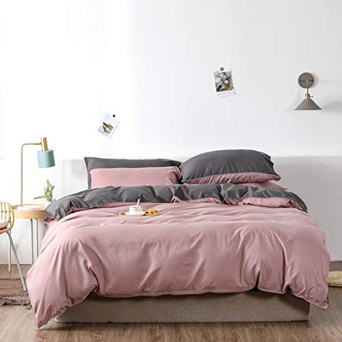 Boqingzhu Bettwäsche 200x220cm Rosa Grau Pink Anthrazit Uni Wende Bettwäsche Set Microfaser Bettbezug mit Reißverschluss und 2 Kissenbezüge 80x80cm Boqingzhu Bettwäsche 200x220cm Rosa Grau Pink Anthrazit Uni Wende Bettwäsche Set Microfaser Bettbezug mit Reißverschluss und 2 Kissenbezüge 80x80cm von Boqingzhu