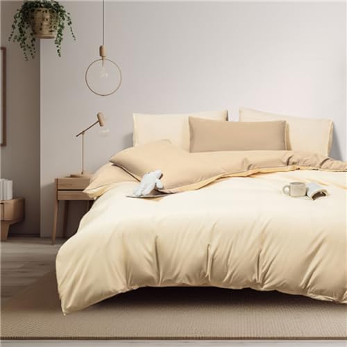 Boqingzhu Bettwäsche Beige Creme Champagner 200x200cm Wendebettwäsche Set Microfaser Bettbezug und Kissenbezug 80x80cm mit Reißverschluss von Boqingzhu