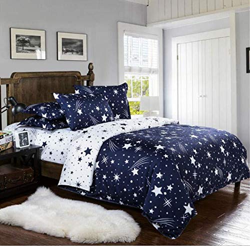 Boqingzhu Bettwäsche Sterne 135x200cm Blau Weiß Kinder Jungen Mädchen Microfaser Wende Kinderbettwäsche Set mit Reißverschluss und Kissenbezug 80x80cm von Boqingzhu