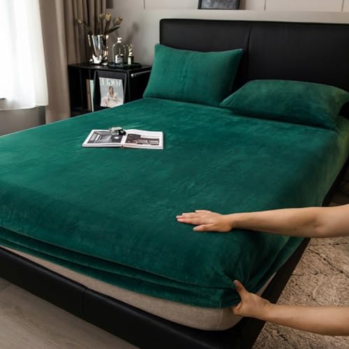 Boqingzhu Flauschige Plüsch Spannbettlaken 140x200cm Grün Dunkelgrün Winter Warm Flanell Fleece Biber Samt Cashmere Touch Spannbetttuch Kuschelig Bettlaken für 25 bis 30cm Matraze Boqingzhu Flauschige Plüsch Spannbettlaken 140x200cm Grün Dunkelgrün Winter Warm Flanell Fleece Biber Samt Cashmere Touch Spannbetttuch Kuschelig Bettlaken für 25 bis 30cm Matraze von Boqingzhu