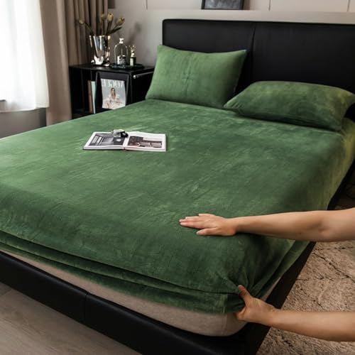 Boqingzhu Flauschige Plüsch Spannbettlaken 160x200cm Grün Salbeigrün Fleece Flanell Cashmere Touch Spannbetttuch Winter Kuschelig Bettlaken für 25 bis 30cm Matraze Boqingzhu Flauschige Plüsch Spannbettlaken 160x200cm Grün Salbeigrün Fleece Flanell Cashmere Touch Spannbetttuch Winter Kuschelig Bettlaken für 25 bis 30cm Matraze von Boqingzhu