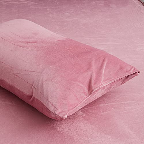 Boqingzhu Flauschiger Plüsch Kissenbezug 40×80cm Rosa Altrosa Uni Flanell Fleece Kissenhülle Cashmere Touch Winter Kuschelig im Umschlagstil 2 Stück von Boqingzhu