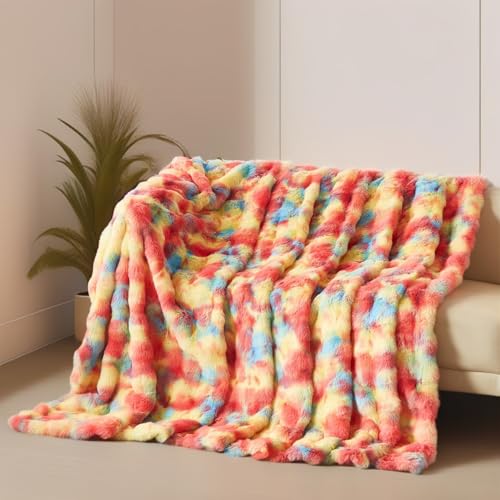 Boqingzhu Kuscheldecke Bunt 220×240cm Flauschig Warm Weich Dick Sofadecke Couchdecke Wohnzimmer Decke Plüschdecke von Boqingzhu