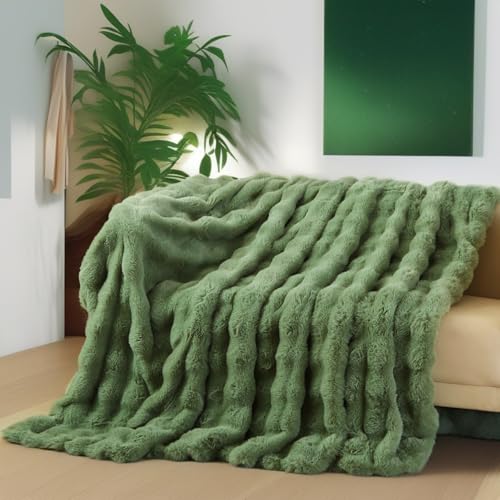 Boqingzhu Kuscheldecke Salbeigrün Grün 220×240cm Flauschig Warm Weich Dick Sofadecke Couchdecke Wohnzimmer Decke Plüschdecke von Boqingzhu