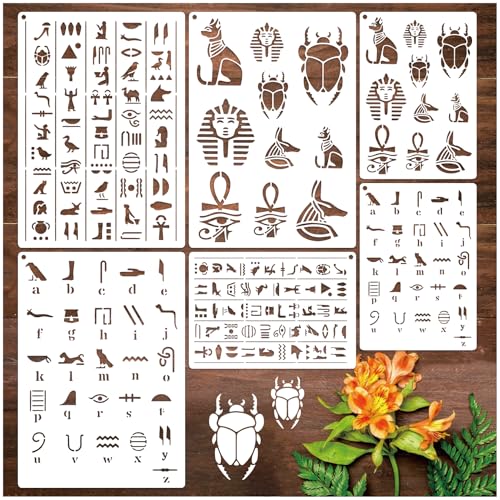 Ägyptische Hieroglyphen Schablonen Alte Ägyptische Glyphen Alphabet Malvorlage für Holzverbrennung Journal Scrapbook Brandmalerei Gravur Lesezeichen Handwerk Kunst DIY (Egypt6) von Boqon