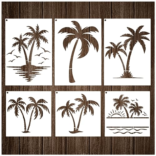 Palmen-Schablonen, wiederverwendbare Strand-Schablonen zum Malen auf Holz, Leinwand, Wänden, DIY-Natur-Sommer-Themen-Projekte, kleine und große Größen von Boqon