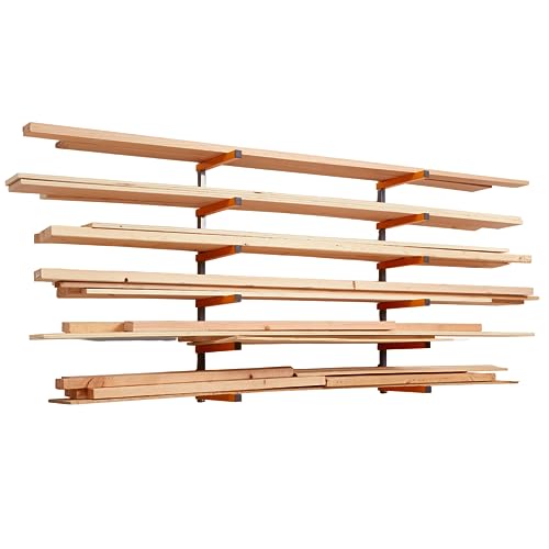 Bora Holz-Organizer und Holzlagerungs-Metallregal mit 6-stufiger Wandhalterung – Innen und Außen, orange | PBR-001 von Bora