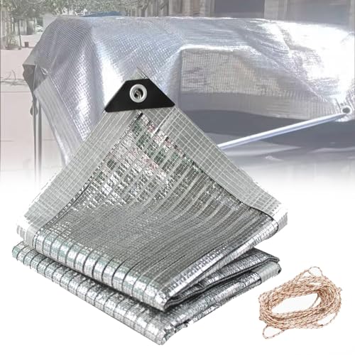 Aluminet-Sonnenschutznetz, 75% Auto-Sonnenschutz, Reflektierendes Aluminium-Schattentuch mit Ösen, Wasser und luftdurchlässig, für Patio-Carport im Freien Silber (Größe : 2x3M) von Boracy