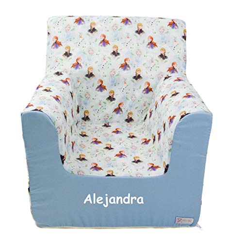 Borda y más Montessoris Kindersessel oder Kindersitz aus Schaumgummi Gemacht PERSONALIZIERTE mit den Name oder Ausdruck Verfügbar in mehrere Modellen und Farbene. (Frozen) von Borda y más