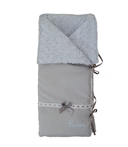 Personalisierte Einschlagdecke oder Babyhörnchen für Babys mit Name oder Initiale - Umwandelbar in eine Decke - Herausnehmbare Polster - 95 x 72 cm - Hält die Wärme - Leiden - Nenel von Borda y más