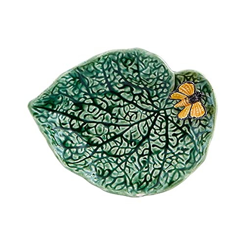 Bordallo Pinheiro Begonia Blatt mit Schmetterling Medium grün von Bordallo Pinheiro